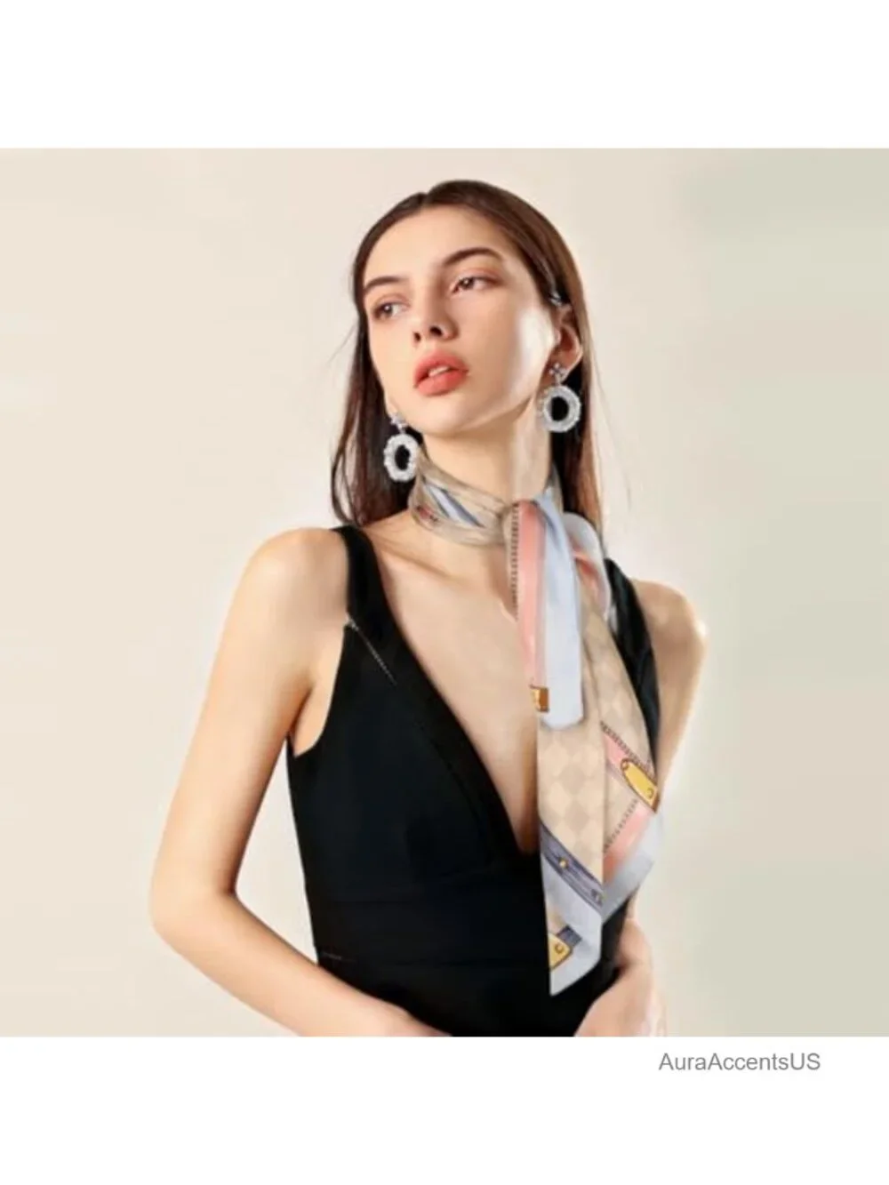 Silk-Like Square Scarf, 27.5x27.5in, Classic Pattern Bandana for Hair, Head,